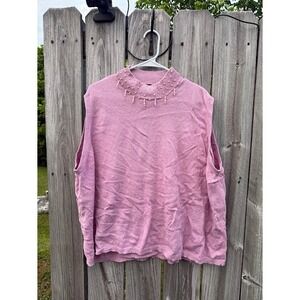 Coquette Pearl Beaded Willow Ridge Sweater Vest Womens XL Pink‎